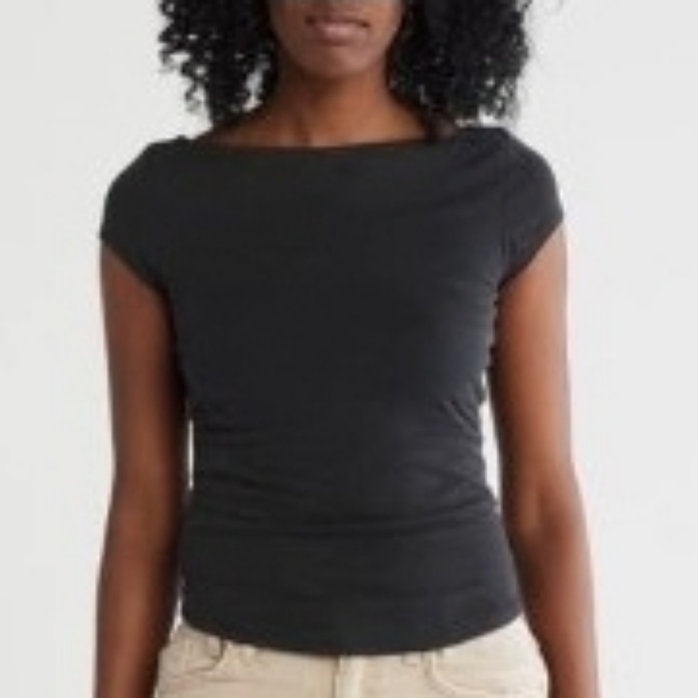 NWT Free People Katie Tie Back Cowl Neck ~ Black ~ Large